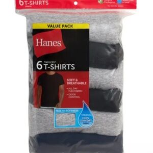 Hanes Tagless T-Shirts 6-Pack - Black and Gray